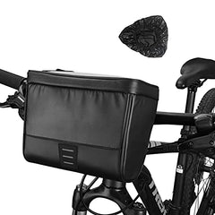 Bike Front Frame Bag Bike Handlebar Bag with Transparent Waterproof Touch Screen Phone Bag and Reflective Stripe Polyester Bag for MTB Mountain Road Bikes (with Bike Seat Rain Cover)