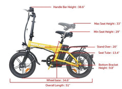 GlareWheel Foldable Electric Bike Urban Fashion High Speed 16mph Easy Carry EB-X6