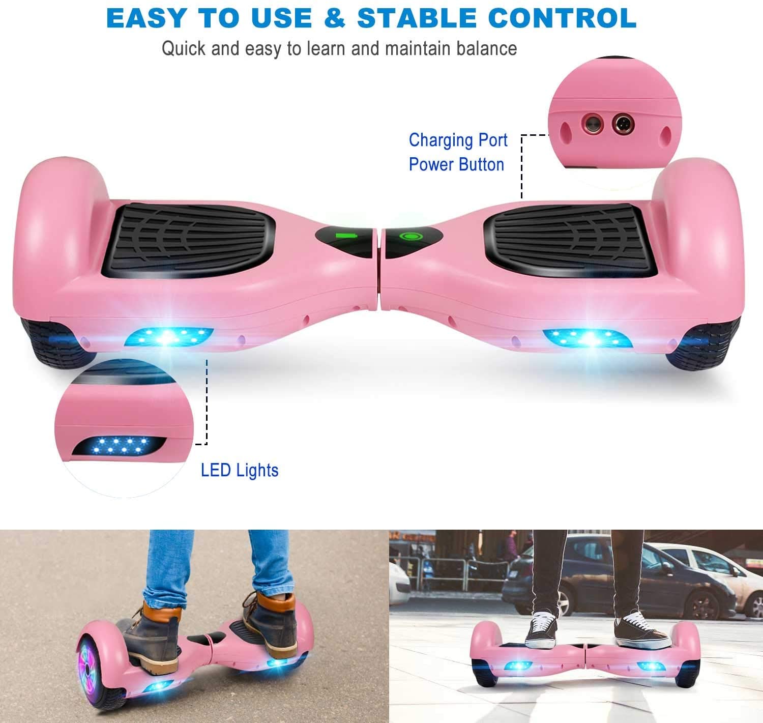 Pink light 2024 up hoverboard