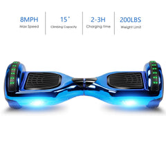 GlareWheel Chrome Blue Hoverboard With Built-In Bluetooth Speaker- UL2272 Certified