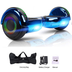 GlareWheel Chrome Blue Hoverboard With Built-In Bluetooth Speaker- UL2272 Certified