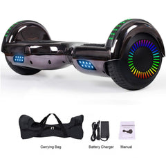 GlareWheel Chrome Black Hoverboard With Built-In Bluetooth Speaker- UL2272 Certified