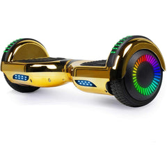 GlareWheel Chrome Gold Hoverboard With Built-In Bluetooth Speaker LED Light Up Wheel