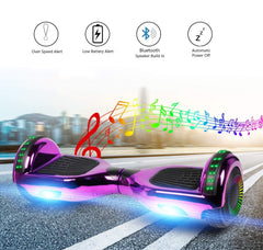 GlareWheel Chrome Purple Hoverboard With Built-In Bluetooth Speaker- UL2272 Certified