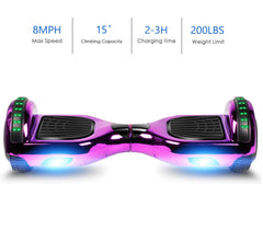 GlareWheel Chrome Purple Hoverboard With Built-In Bluetooth Speaker- UL2272 Certified