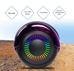 GlareWheel Chrome Purple Hoverboard With Built-In Bluetooth Speaker- UL2272 Certified