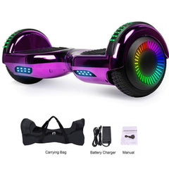 GlareWheel Chrome Purple Hoverboard With Built-In Bluetooth Speaker- UL2272 Certified