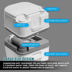 Portable Travel Toilet for Camping, RV, Boating and Other Recreational Activities 6.3 Gallon