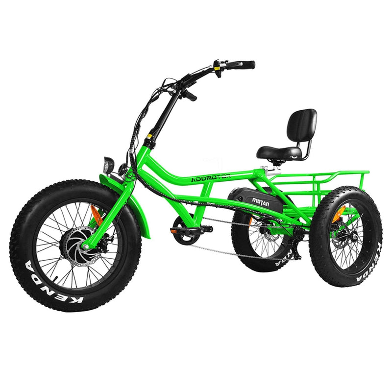 Electric Bike AddMotor 750W MOTAN M 360 Cruiser 3 Wheel Semi Recumbent Trike Beach Electric Bike Green Profile